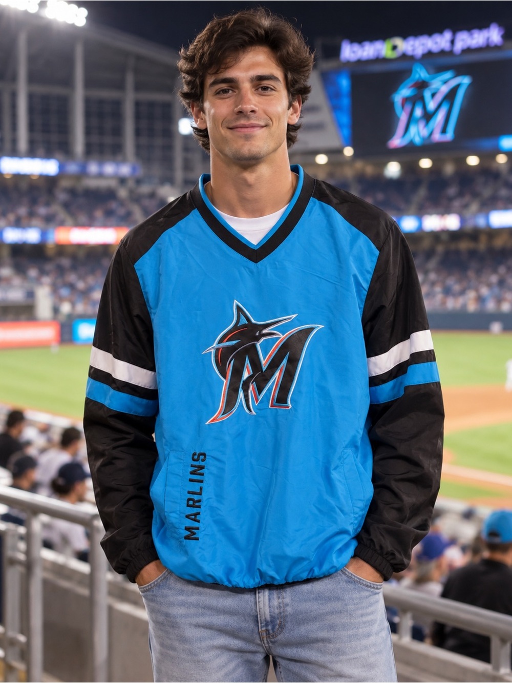 🆕 Genuine Merchandise Sports by Carl Banks Miami Marlins Pullover Men S